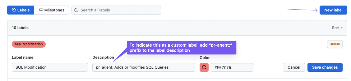 Add native custom labels